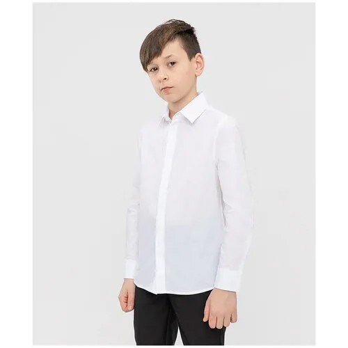 Школьная рубашка Button Blue, длинный рукав, размер 164, белый