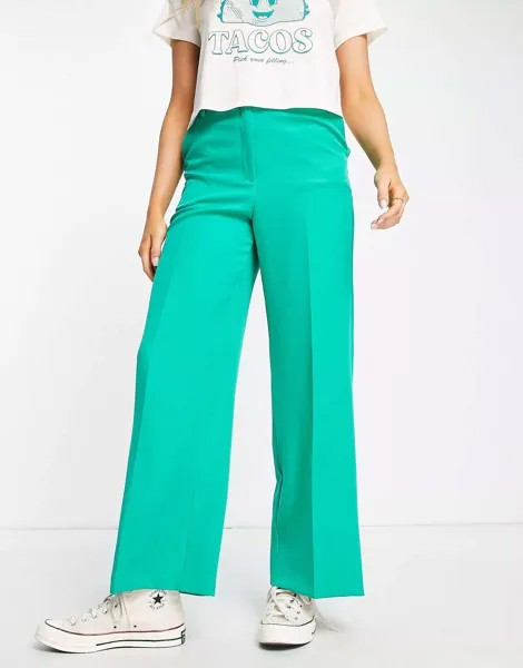 Скроенные широкие брюки New Look ярко-зеленого цвета