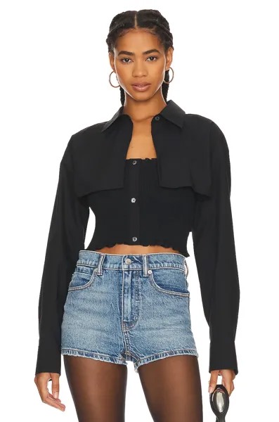 Рубашка Alexander Wang Smocked Cami Overshirt Twinset, черный