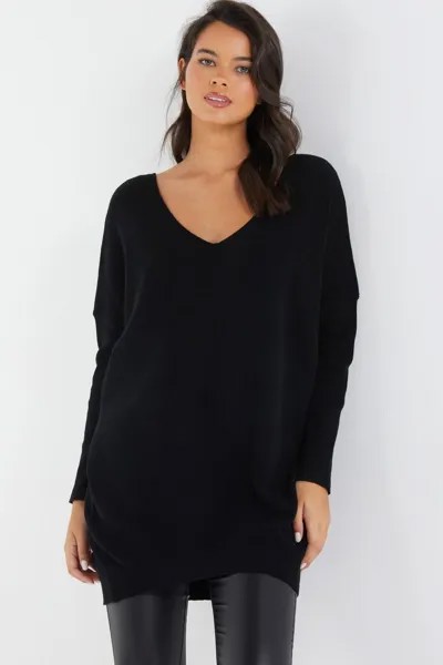 Черный вязаный джемпер с бантом QUIZ Clothing