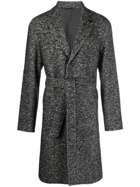 Lardini однобортное пальто с поясом, черный