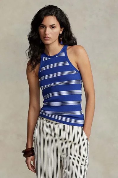 Хлопковый топ Polo Ralph Lauren, темно-синий