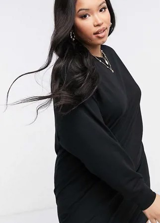 Платье-джемпер черного цвета с декоративными швами ASOS DESIGN Curve-Черный цвет