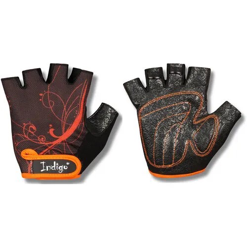 Перчатки для фитнеса женские INDIGO сетка,эластан,и/замша SB-16-1743 Черно-оранжевый M