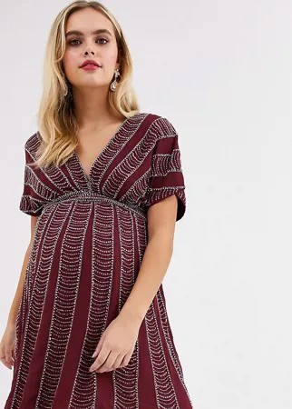 Короткое приталенное платье с отделкой пайетками и бисером ASOS DESIGN Maternity-Многоцветный