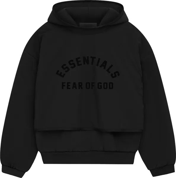 Свитер Fear of God Essentials Nylon Fleece Hooded 'Jet Black/Jet Black', черный