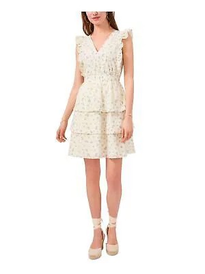 1. Женское вечернее блузонное платье цвета слоновой кости с V-образным вырезом и выше колена STATE, размер XL
