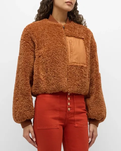 Короткая куртка Arlyn из шерпы на молнии спереди Ulla Johnson, цвет Tierra