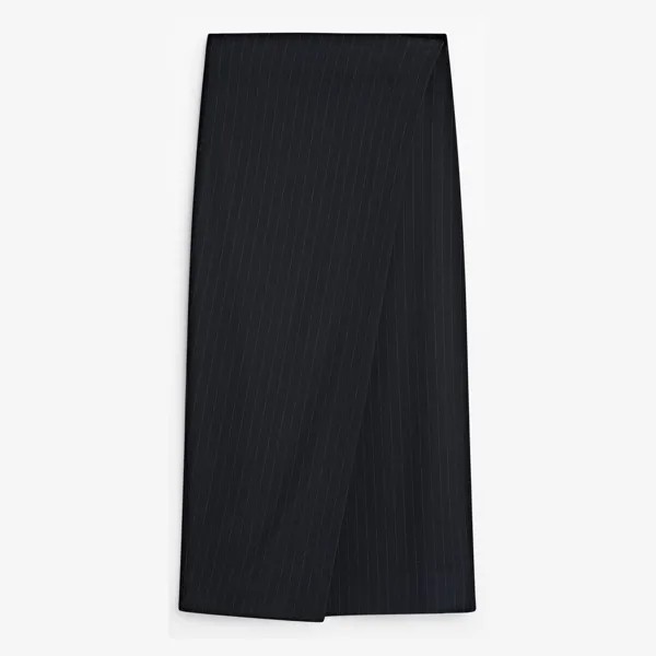 Юбка Massimo Dutti Pinstripe Midi Pareo, темно-синий