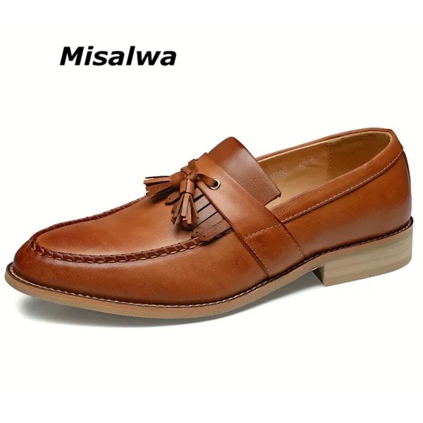 Misalwa Весенние новые мужские туфли деловые классические мужские туфли оксфорды корейская мода повседневные из искусственной кожи заостренн...