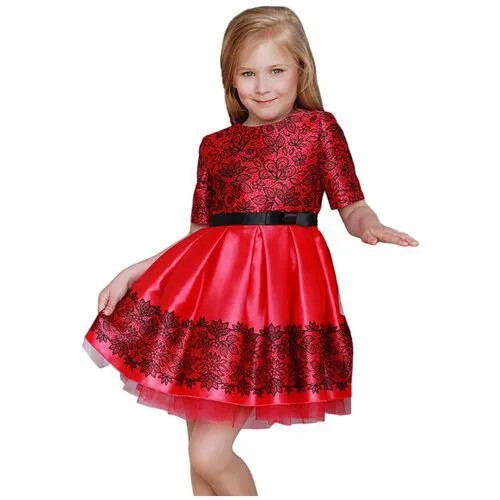 Платье ALOLIKA, размер 122-128, коралловый, красный