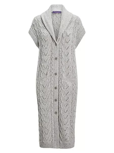 Кардиган Дастер мулине косой вязки Ralph Lauren Collection, цвет grey tweed mouline