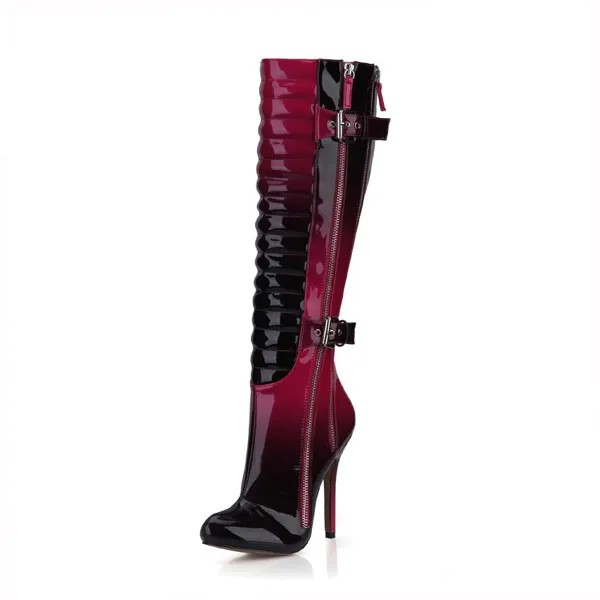 Женские вечерние ботинки CHMILE CHAU на высоком каблуке-шпильке, плиссированные высокие сапоги на молнии, с пряжкой, 0640cbt-y3