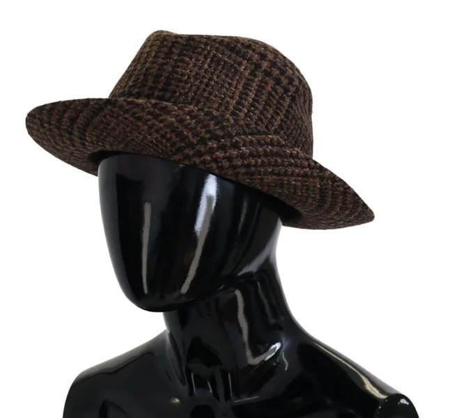 Шляпа DOLCE - GABBANA Коричневая твидовая шерстяная кепка-федора с логотипом. 57/С Рекомендуемая розничная цена 500 долларов США