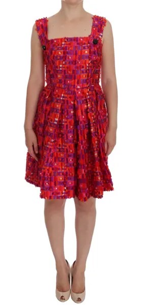 DOLCE - GABBANA Платье-трапеция розового цвета выше колен с узором IT40 / US6 / S Рекомендуемая розничная цена — 4000 долларов США.