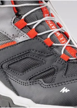 Ботинки водонепрониц. д/походов дет. со шнуровкой разм. 35–38 сер. CROSSROCK MID, размер: 35, цвет: Светлый Графит/Угольный Серый QUECHUA Х Декатлон
