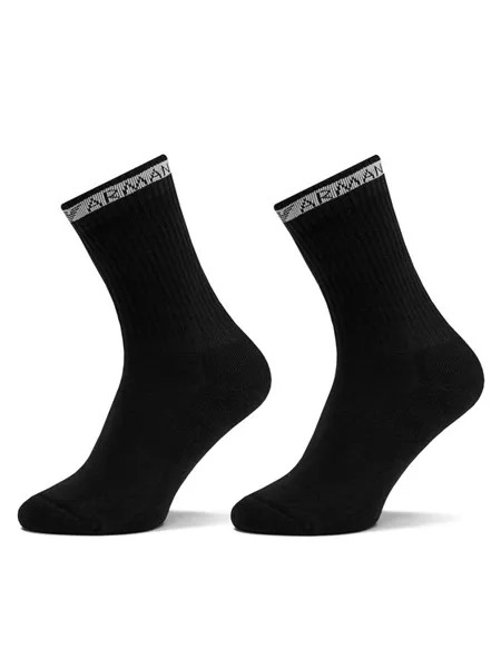 Комплект из 2 высоких женских носков Emporio Armani, черный
