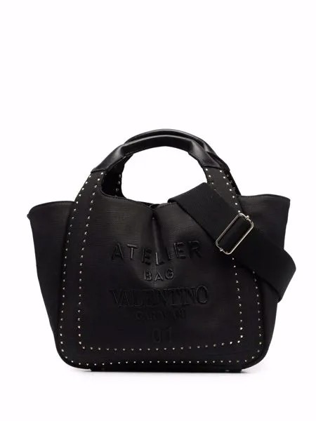 Valentino Garavani сумка-тоут Rockstud с вышитым логотипом