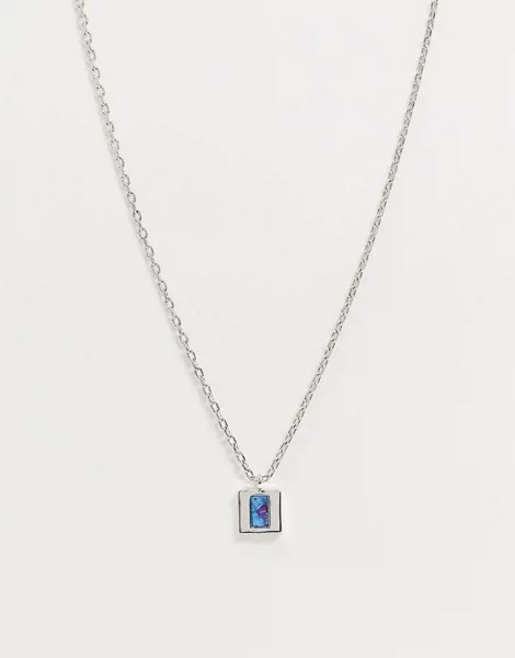 Ожерелье с квадратной подвеской и камнем Bolongaro Trevor-Серебряный