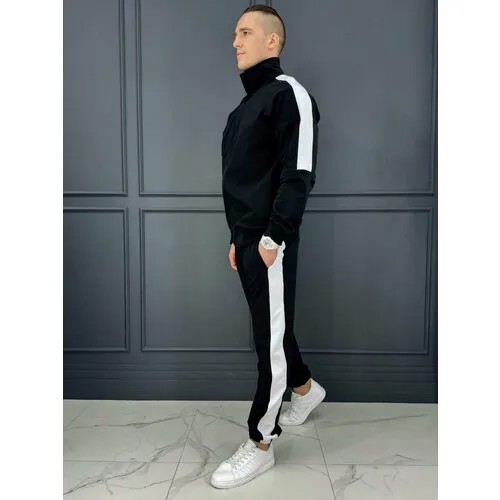 Комплект одежды Jools Fashion летний спортивный с олимпийкой и джоггерами, размер 54, черный