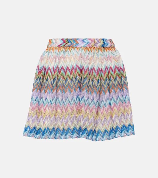 Шорты металлизированной вязки с зигзагом Missoni, мультиколор