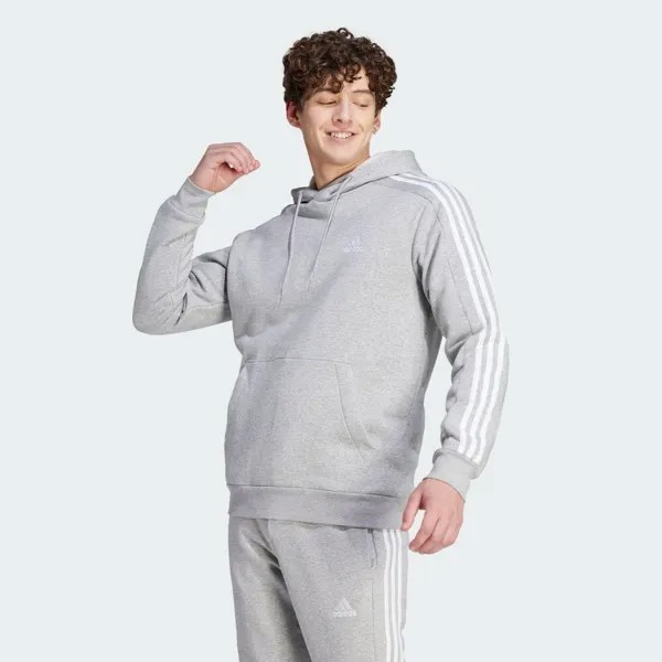 Парка Adidas Essentials Fleece Three Stripes Hoodie, цвет Medium Grey Heather