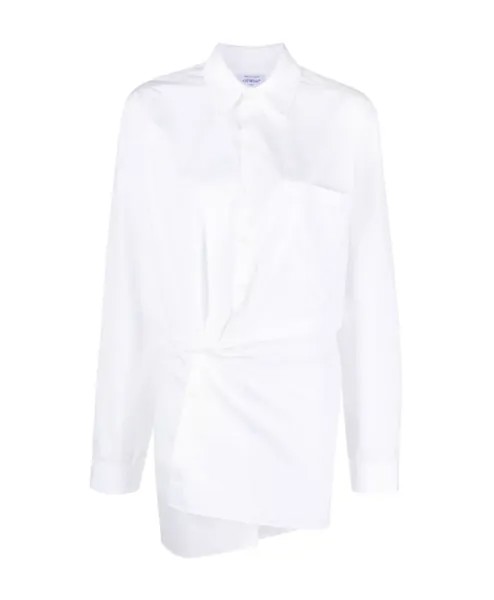 Асимметричное платье рубашка из хлопка Off White, белый