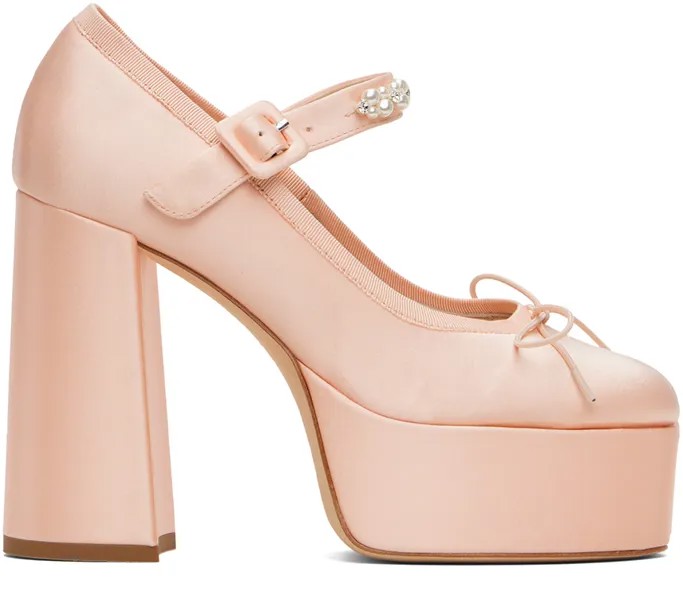Розовые туфли на каблуке в виде сердечек из бисера Simone Rocha