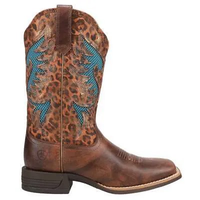 Женские ковбойские туфли Ariat Pinto Venttek с леопардовым принтом и инкрустацией на 360 градусов, коричневые туфли