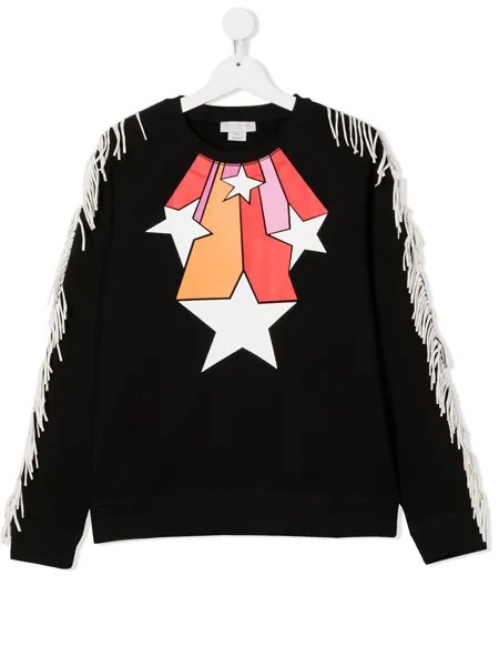 Stella McCartney Kids толстовка с бахромой и принтом