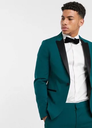 Зеленый приталенный пиджак-смокинг ASOS DESIGN-Зеленый цвет