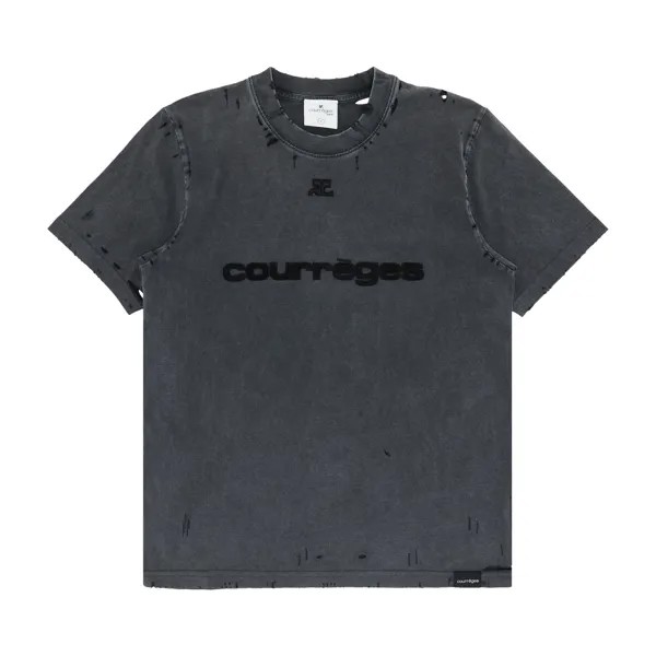 Футболка из сухого джерси Courrèges, цвет Stonewashed Grey/Black