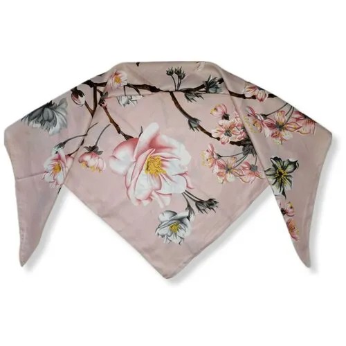 Платок японская сакура фуксия/ Платок на голову / Шейный платок / Платок на сумку / Косынка на пляж