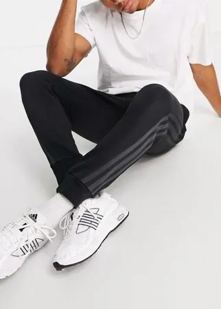 Черные джоггеры с тремя полосками adidas-Черный цвет