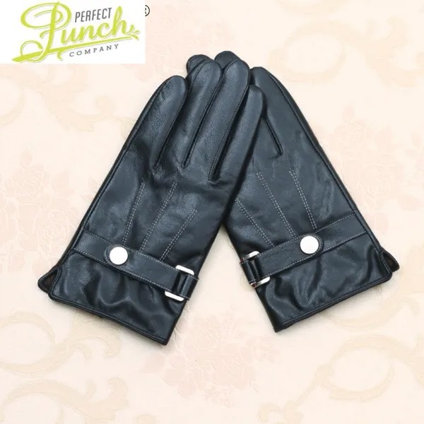 Перчатки мужские из натуральной кожи, теплые зимние перчатки с флисовой подкладкой, для сенсорных экранов, кораллового цвета, SQQ404
