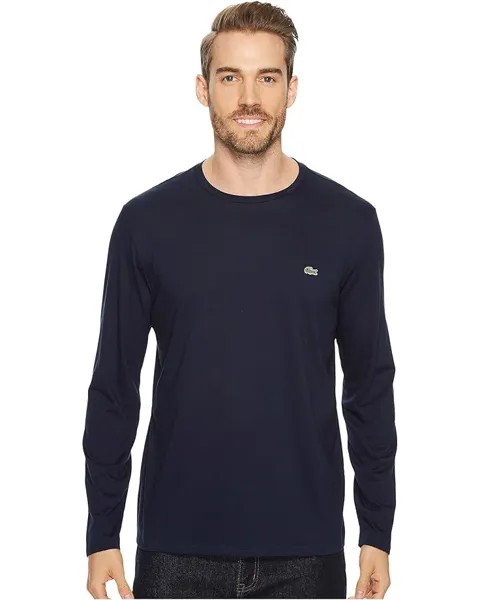 Футболка Lacoste Long Sleeve Pima Jersey Crew Neck, цвет Navy Blue