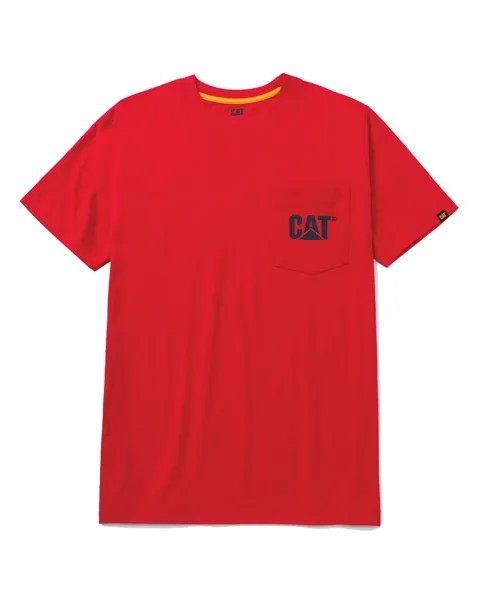 Мужская футболка с логотипом и карманом CAT, красный