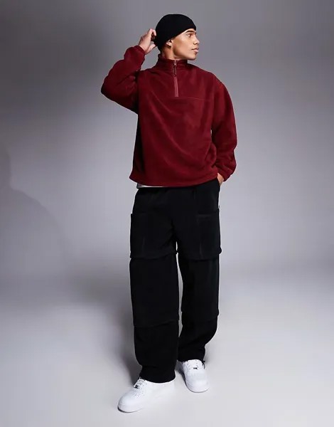 Черные флисовые джоггеры свободного кроя ASOS DESIGN