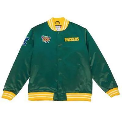 Mitchell - Ness Тяжелая Атласная Куртка Мужская Зеленая Повседневная Спортивная Верхняя Одежда OJ