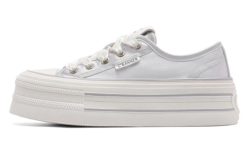 Кроссовки C°BANNER Skateboarding Shoes Women's Low-top Silver, серебряный