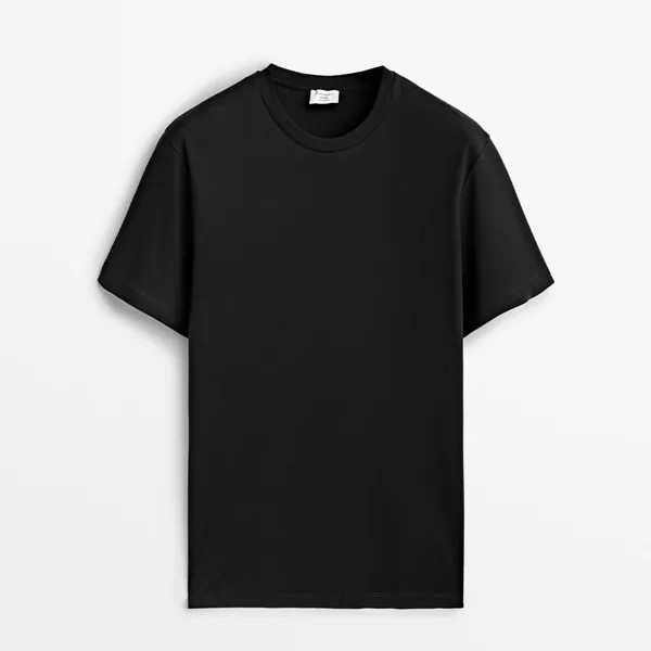 Футболка свободного кроя из хлопка Massimo Dutti, черный