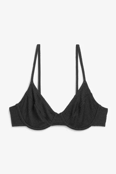 Бюстгальтер бикини Monki из сирсакера, черный