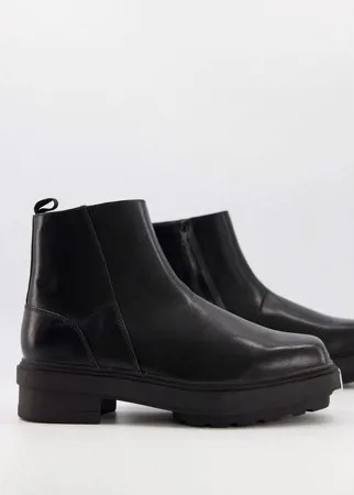 Ботинки челси на массивной подошве без застежки с металлическим носком ASOS DESIGN-Черный цвет