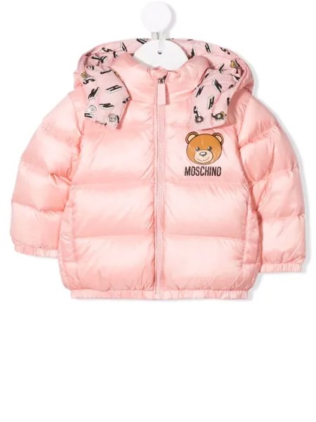 Moschino Kids пуховик с логотипом