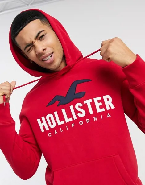 Худи красного цвета с логотипом Hollister tech-Красный