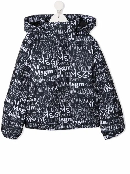 MSGM Kids куртка на молнии с капюшоном и логотипом