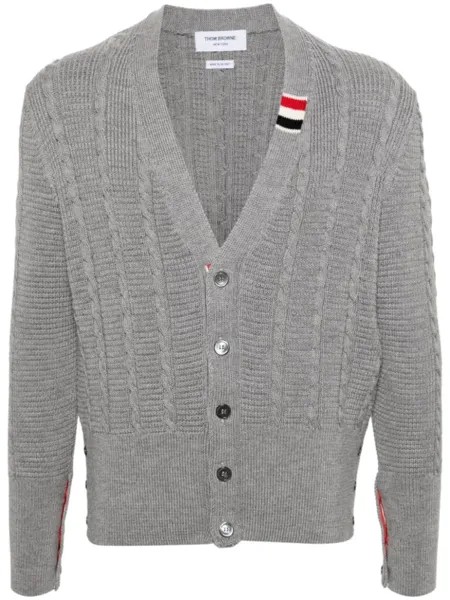 Thom Browne кардиган из вирджинской шерсти фактурной вязки, серый