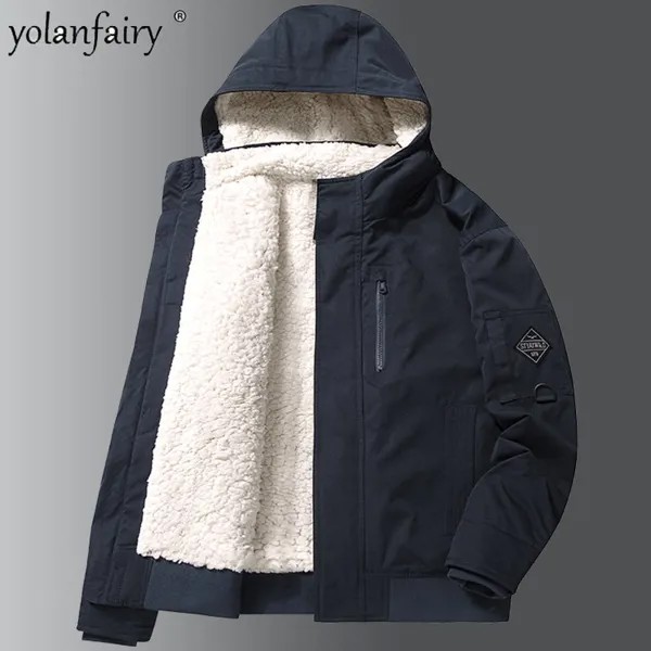 2023 YOLANFAIRY зимняя куртка, Мужская одежда с хлопковой подкладкой, Мужская одежда, водонепроницаемое пальто с капюшоном, Толстая теплая куртка с подкладкой, одежда FCY