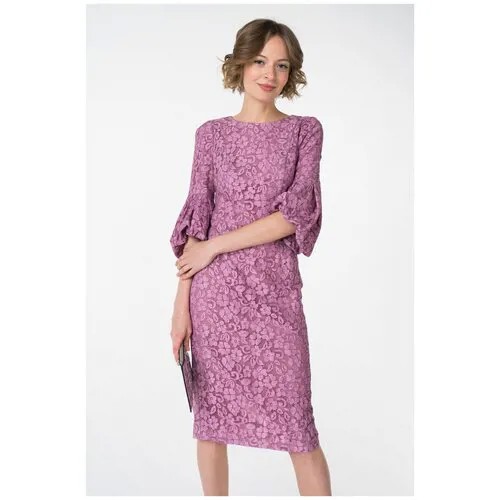 Кружевное платье с защипами на рукавах Audrey Right 181061-14934 Фиолетовый 44