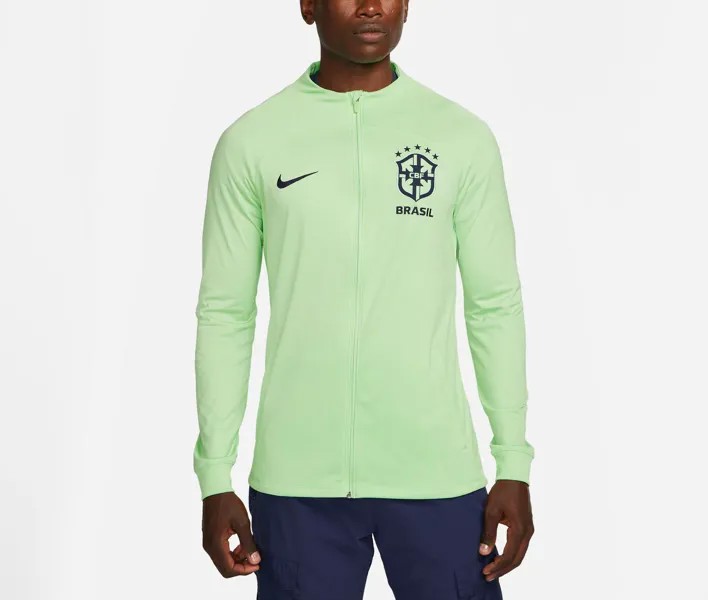 Мужская спортивная куртка с молнией и молнией во всю длину реглан Green Strike, мужская спортивная куртка сборной Бразилии Nike